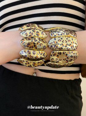 豹纹椭圆发夹个性百搭鸭嘴夹高级