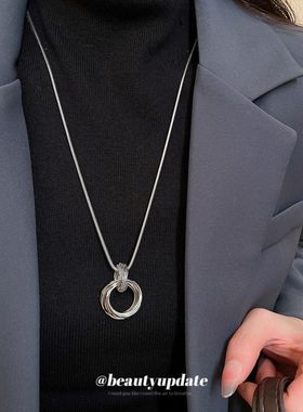 冷淡风圆形多层吊坠圆圈项链韩系