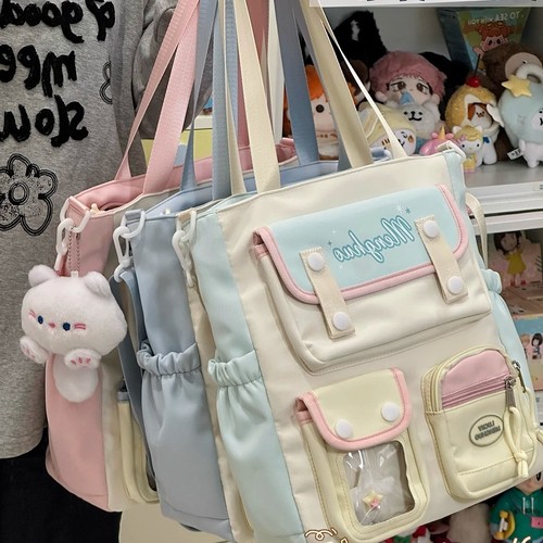 学院ins风撞色手提单肩包包女高