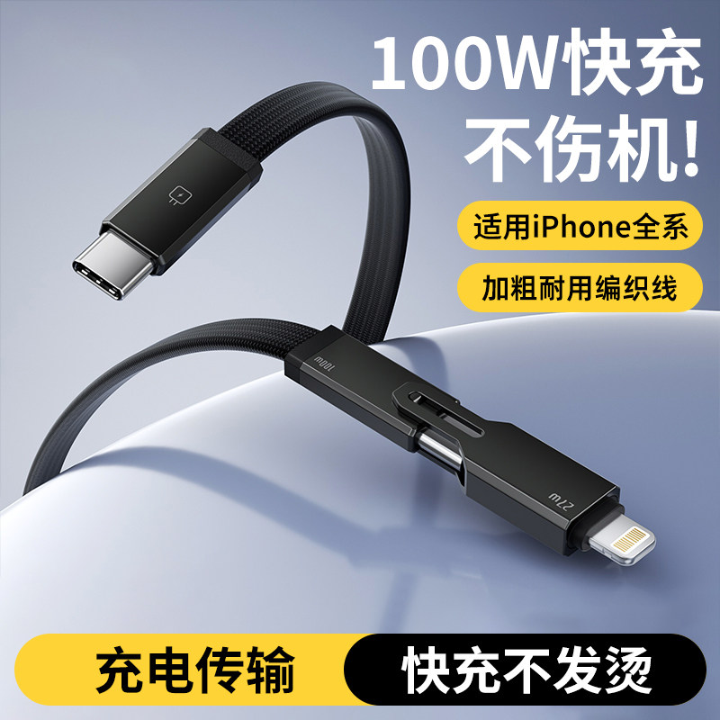 二合一PD100W双头C口数据线