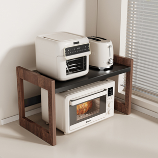 cmeo胡桃木微波炉置物架厨房电饭锅架子台面多功能电器烤箱收纳层