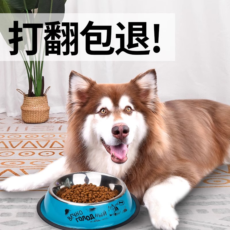 日本狗碗食盆猫碗狗碗防打翻猫咪喝水碗狗盆大型犬宠物不锈钢碗