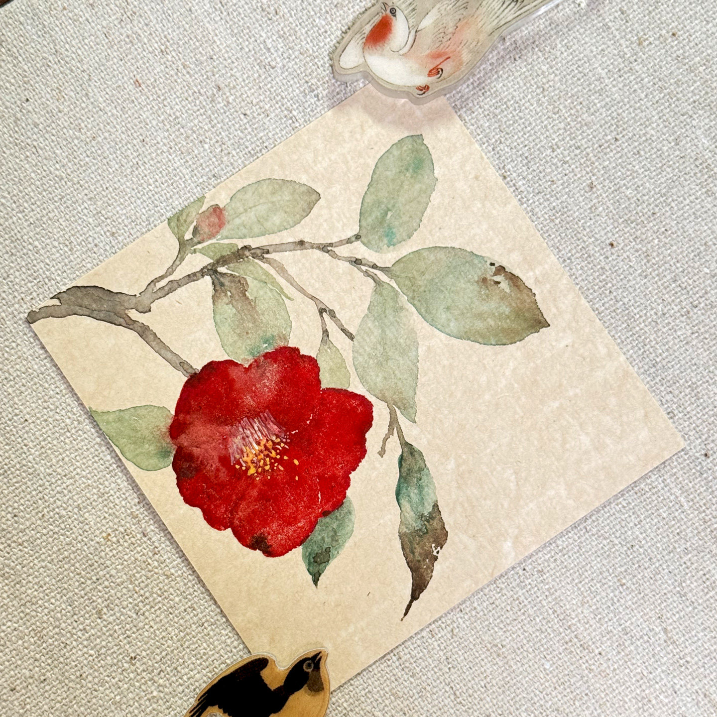 6寸正方形宣纸15*15cm国画生宣水墨画书法创作卡纸白色手工纸盖章卡纸工笔花鸟没骨画熟宣宣卡加厚半生熟卡纸