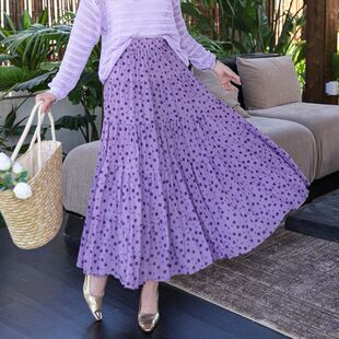 绿野仙踪碎花百褶半身裙夏秋新款 复古高腰百搭显瘦皱皱A字大摆裙