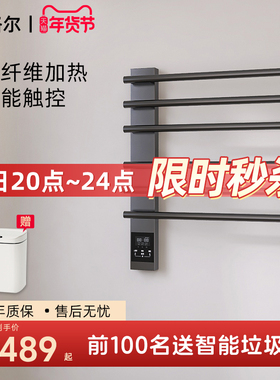 舒格尔以凡C577电热毛巾架卫生间小尺寸打孔碳纤维烘干挂件