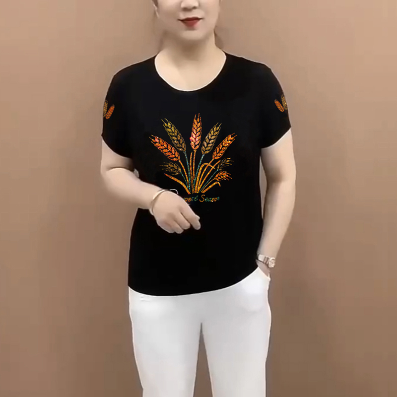 妈妈短袖t恤女 新款夏季减龄莫代尔棉衣服半袖小衫中老年宽松上衣