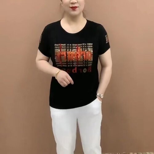 短袖英伦常规镶钻莫代尔棉女洋气