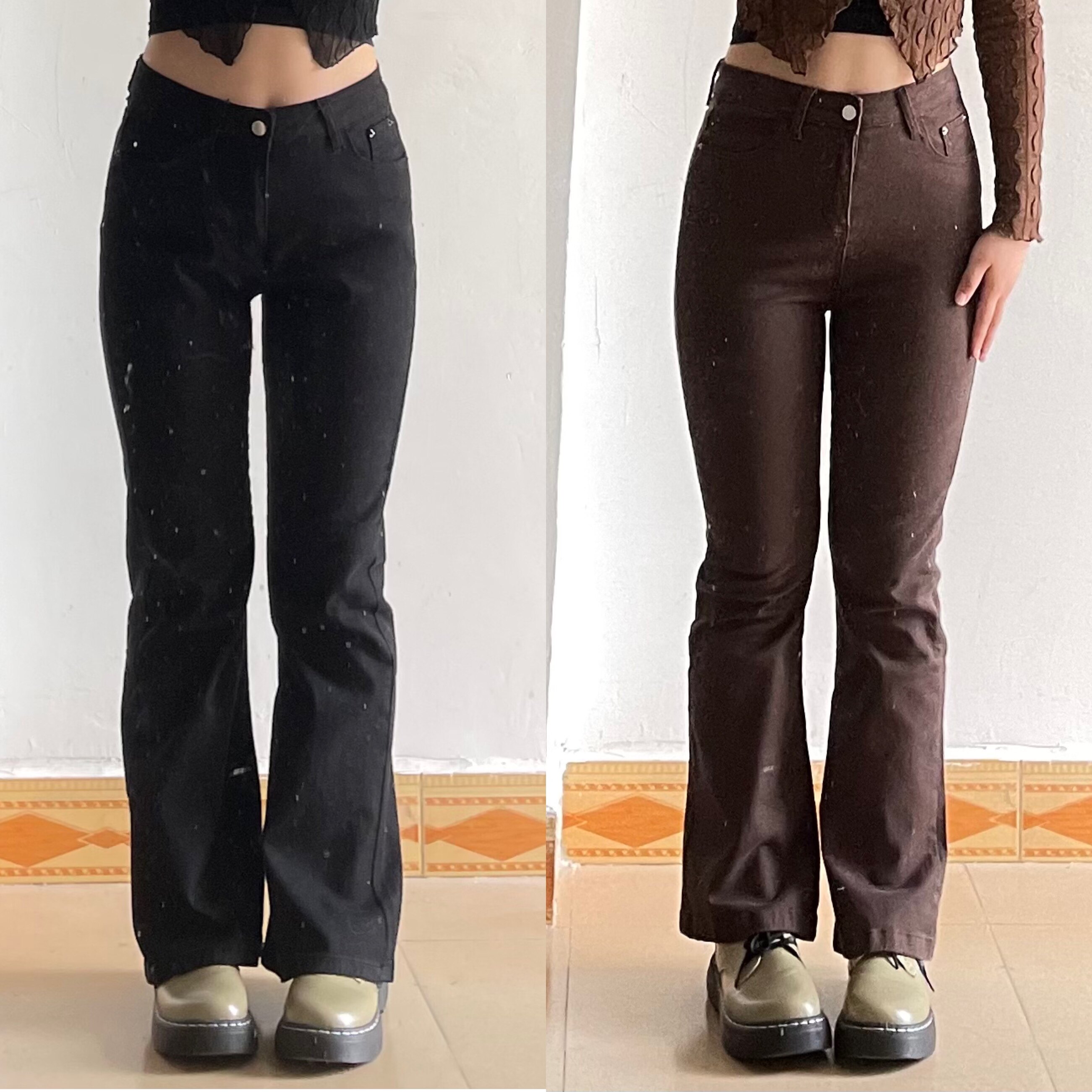 是肥波波呀黑色喇叭裤高腰牛仔裤女2022年秋季新款微喇显瘦马蹄裤