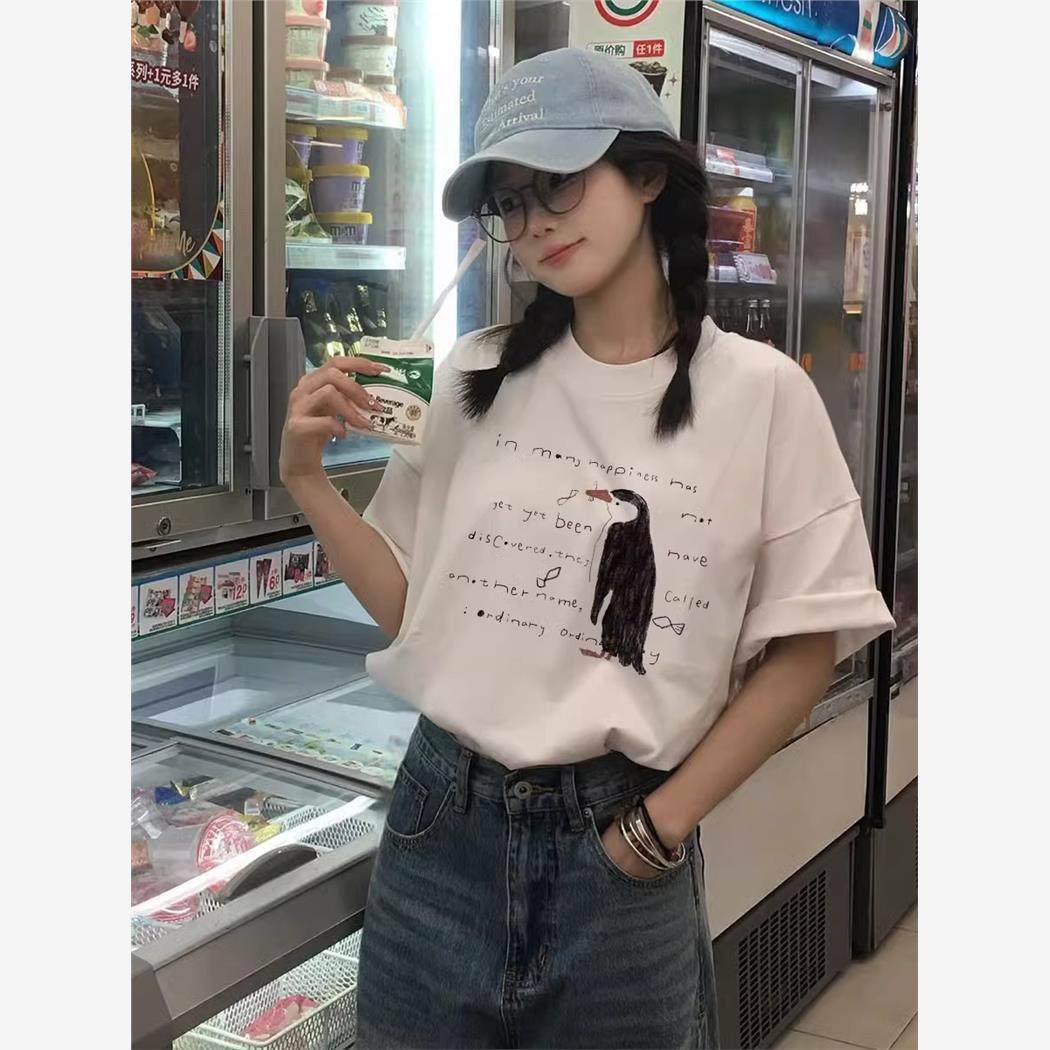 胖MM大码纯棉短袖t恤女2025新款夏季白色宽松显瘦半袖chi韩系上衣