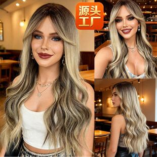爆款丝全型纤维波浪假发女高温假发亚马逊卷头发2025耐热跨境欧美