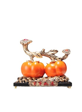 柿柿如意新中式乔迁之喜礼品玄关电视酒柜装饰品摆件电视柜手工