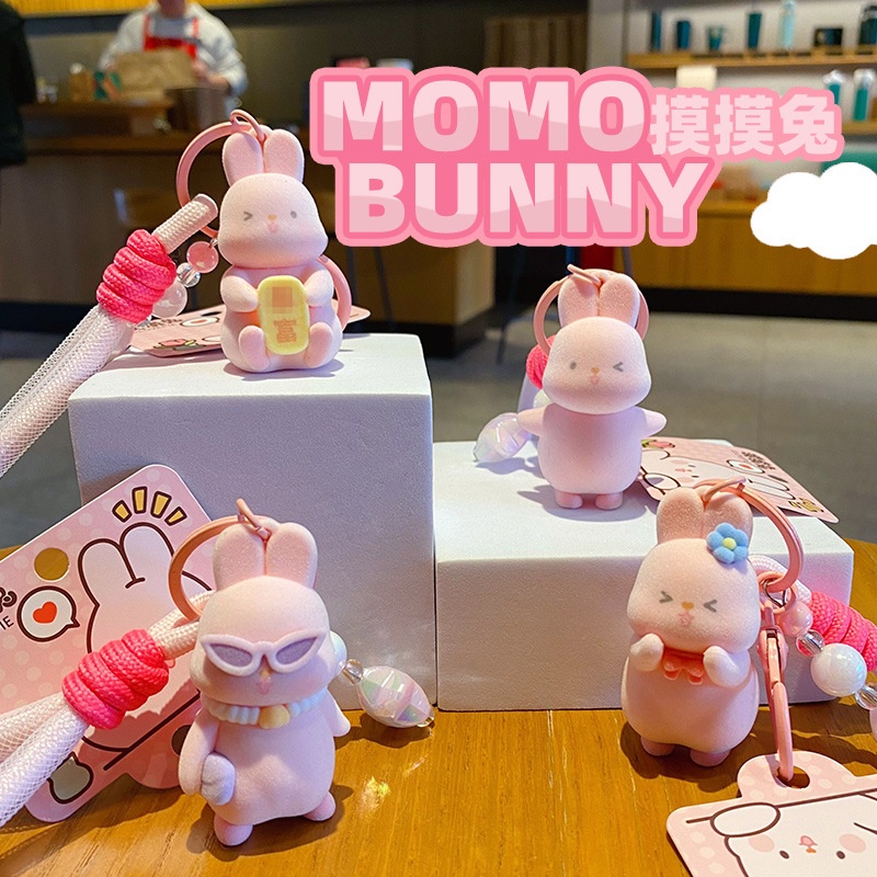 正版摸摸兔植绒钥匙扣时尚闺蜜配饰小兔子公仔玩偶可爱包挂链批发