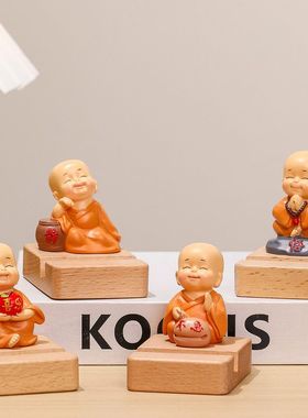 支撑摆件桌面懒人小办公室装饰慧乐禅意稳定情绪手机和尚家居支架