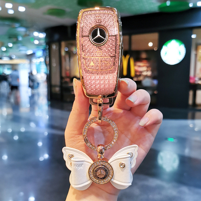 奔驰专用高档闪耀钻石纹车钥匙套