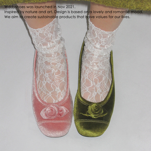 WDDYSHOES 26春新款复古玫瑰花多色浅口单鞋女时尚芭蕾鞋平跟鞋