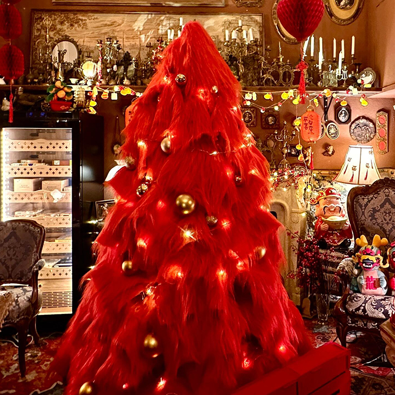 新年国风许愿树装饰氛围场景布置中式发财树网红活动拍照打卡道具