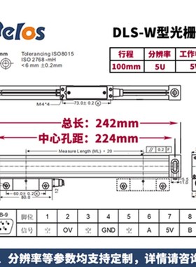 道尔Delos DLkS-W光栅尺数显表DS-2V/3V/2M3M铣床光栅尺车床电子