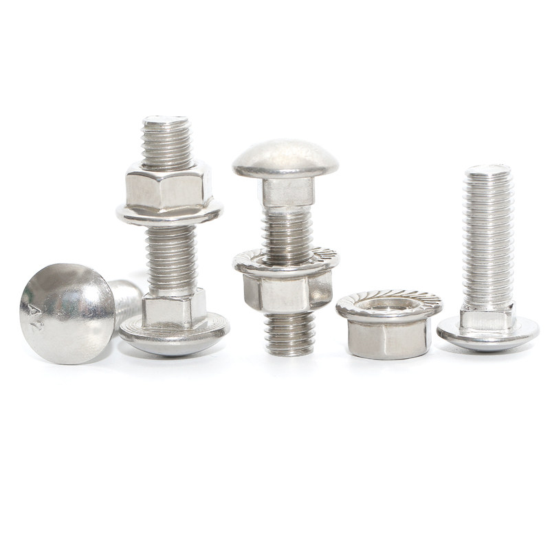 M6M8M10M12 304不锈钢桥架螺丝马车螺栓螺母半圆头方颈扁头货架