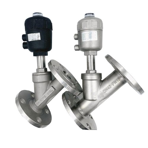 304不锈钢法兰气动角座阀/Y型截止阀/塑料头气动阀/4分6分1寸2寸