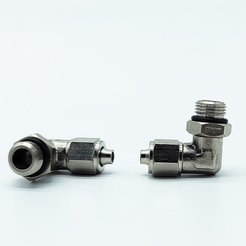 气动铜镀镍快e拧PL8-02G旋转弯头外螺纹360度万向接头G1/4免生料