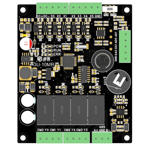 国产工控板FX3U10MR带导轨底壳485可选时钟2AD2DA圆头下载