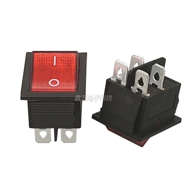 KCD4船型开关4脚带灯16A250V煮面桶烤箱电源开关KCD7跑步机通用