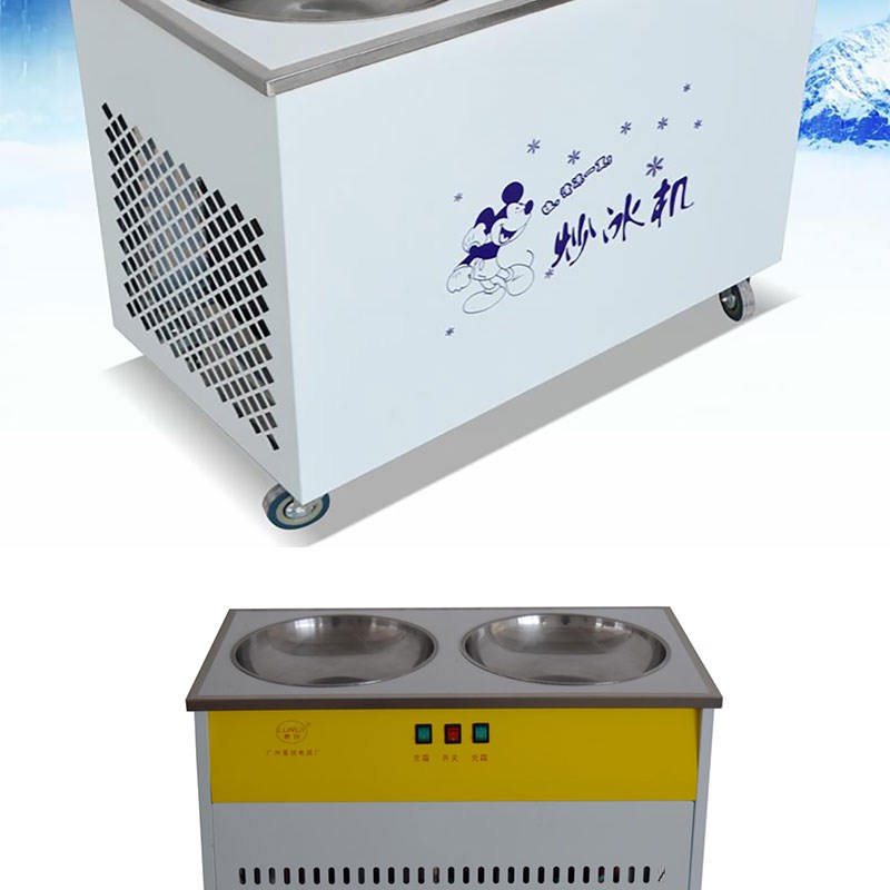 LR-022鹿锐炒酸奶商用炒冰机摆摊双圆锅奶果机冰淇淋卷机老式圆锅图片