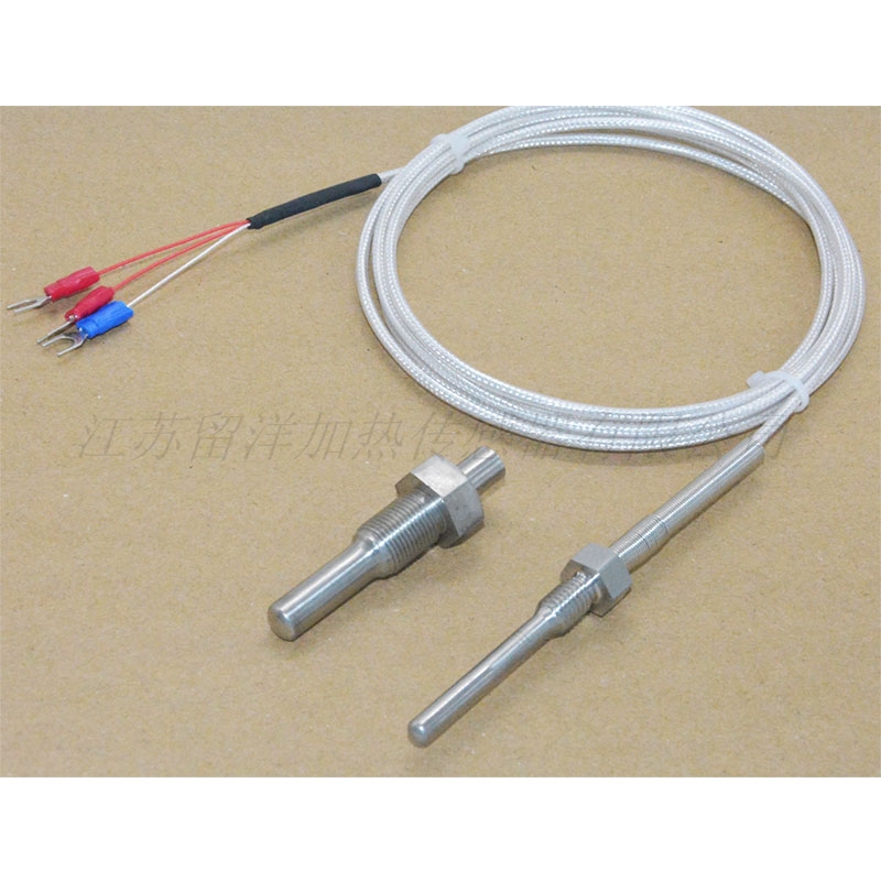 不锈钢防水固定螺纹Pt100铂热电阻温度传感器镀银四氟线变送器HOT