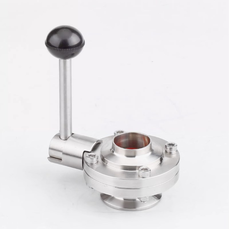 304 不锈钢一边快装一边焊接y蝶阀食品卫生级手动快接卡箍粉尘放