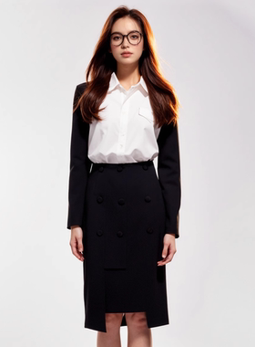 睐牌精选品牌女装高端休闲时尚气质百搭女黑色半裙睐A1-69026