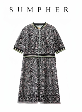 睐牌25精选品牌女装高端休闲时尚气质百搭女绿花色连衣裙-15087