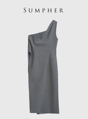 【卡利亚里】A2折扣女装高端洋气百搭气质灰色连衣裙-L0028