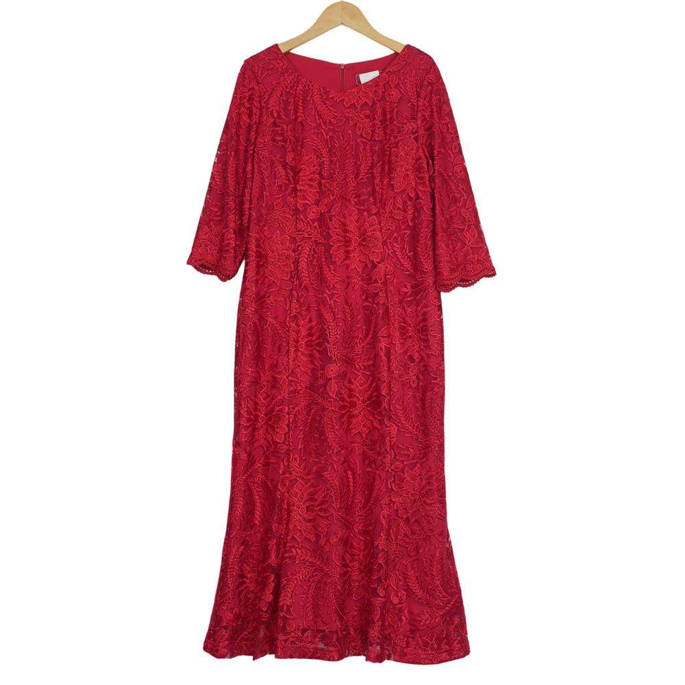 【六礼】精选品牌女装高端时尚气质百搭红色连衣裙A2-17072