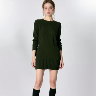 卡利亚里品牌撤柜折扣高端时尚气质百搭军绿色毛衣A44-M0199