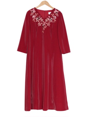 【六礼】A1品牌折扣女装高端洋气百搭气质通勤红色连衣裙-17319