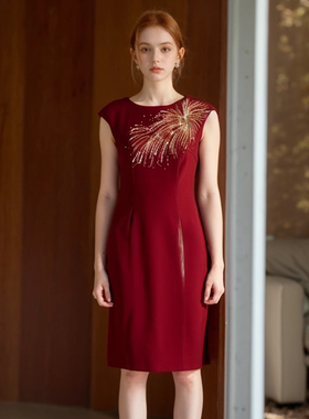 【六礼】精选品牌折扣女装高端时尚气质百搭红色连衣裙-17075