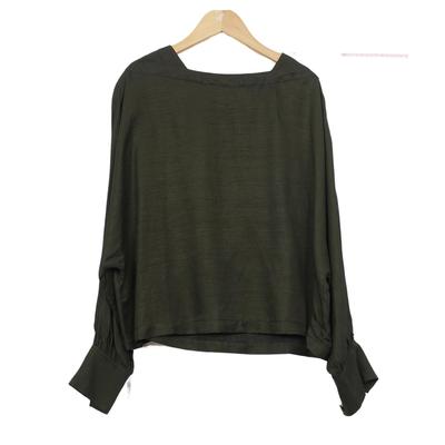 TOJI佗寂品牌撤柜折扣女装百搭时尚气质休闲橄榄绿上衣A24-1E043