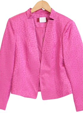 【六礼】A1品牌折扣女装高端洋气百搭气质玫红色外套-09006