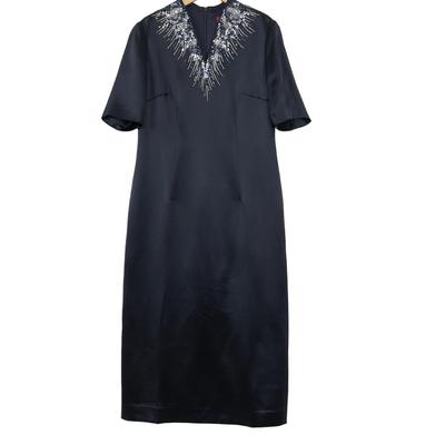 【六礼】精选品牌女装高端时尚气质百搭藏蓝色连衣裙A1-17826