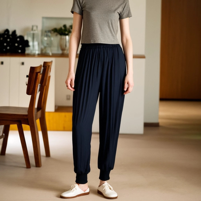 AM折扣女装高端洋气百搭气质女士深藏蓝裤子-16270