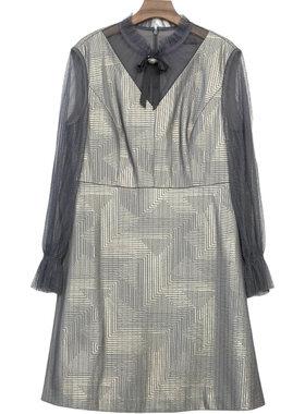 慕天姿精选品牌女装高端时尚气质百搭灰色连衣裙慕天姿A1-16377