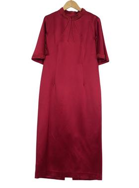 【六礼】精选品牌女装高端时尚气质百搭酒红色连衣裙A1-17061