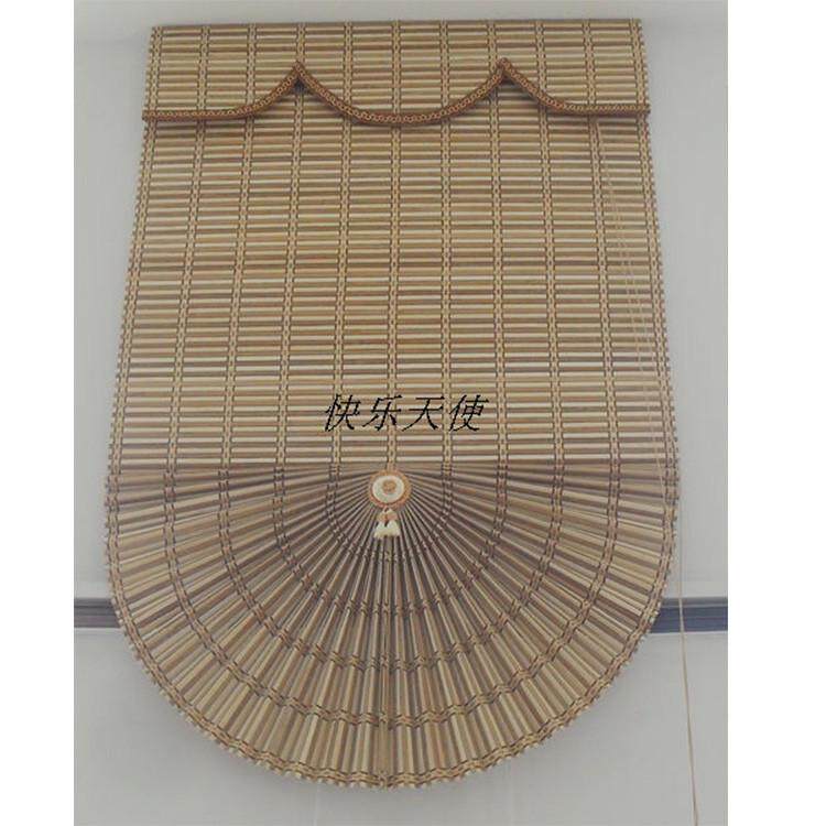 日式竹帘窗帘隔断罗马帘卷帘中式扇形帘办公茶室酒店升降饭店遮阳