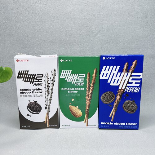 临期 韩国乐天派派乐曲奇颗粒白巧克力味饼干棒32g网红休闲零食