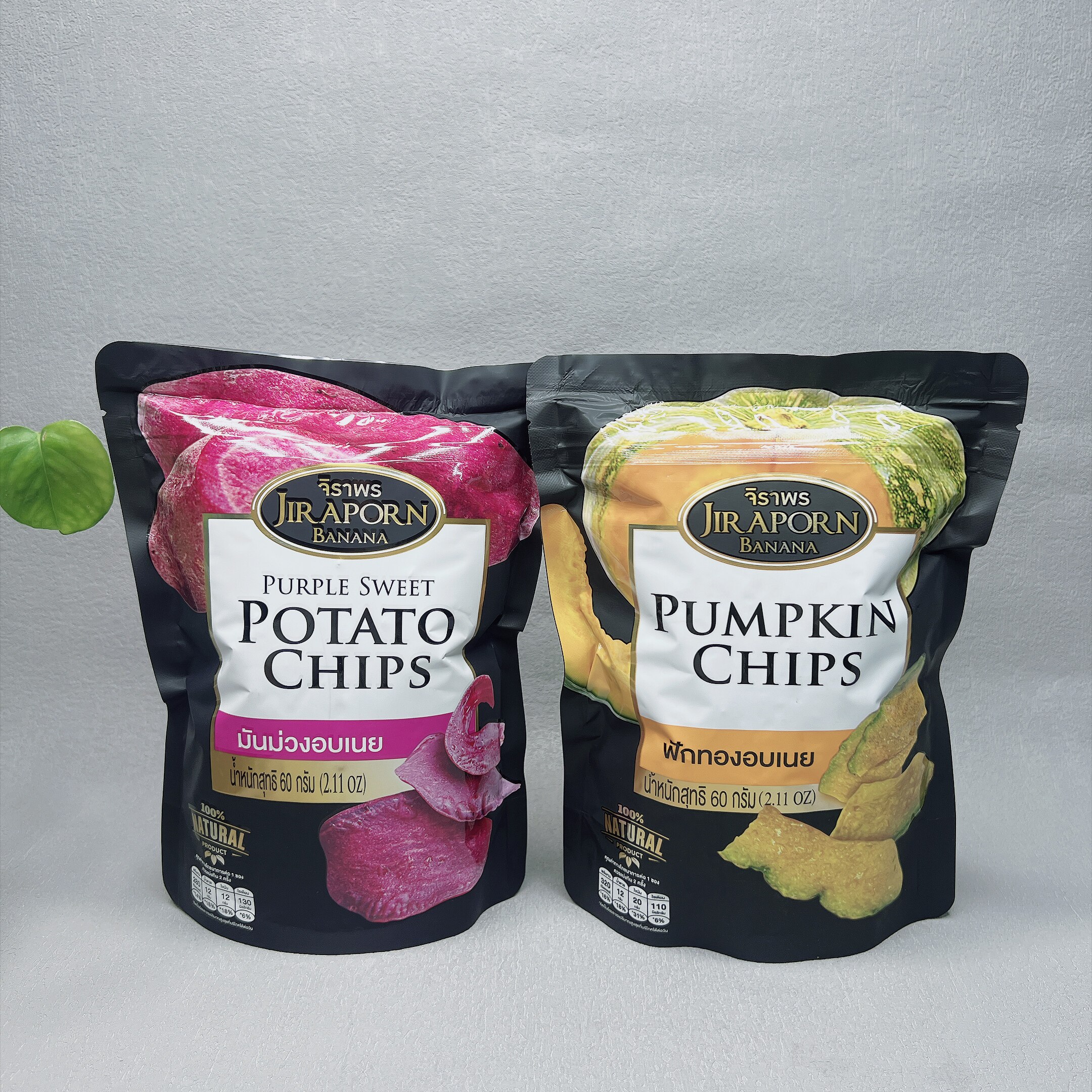 临期 泰国进口圆头紫薯片斑纹南瓜片60g网红休闲零食果蔬干