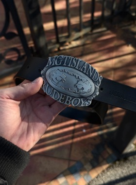 FARSTA人像小众vintage复古重工二层牛皮真皮皮带可调节腰带