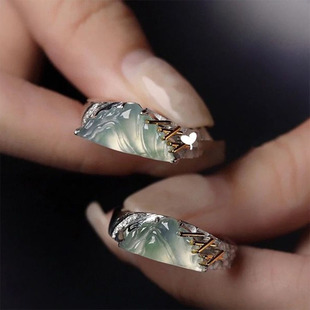 海誓山盟山河对戒古风小众新款精致轻奢百搭情侣款戒指时尚食指戒