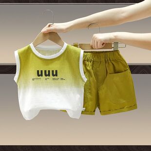 男女童时髦无袖运动篮球小孩背心夏季中小儿童宝宝撞色洋气T恤潮