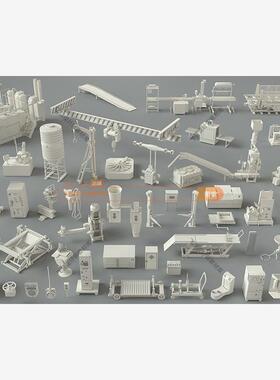 49个工厂车间设备安检机车床升降台3DMAX犀牛模型Rhino C4D MAYA