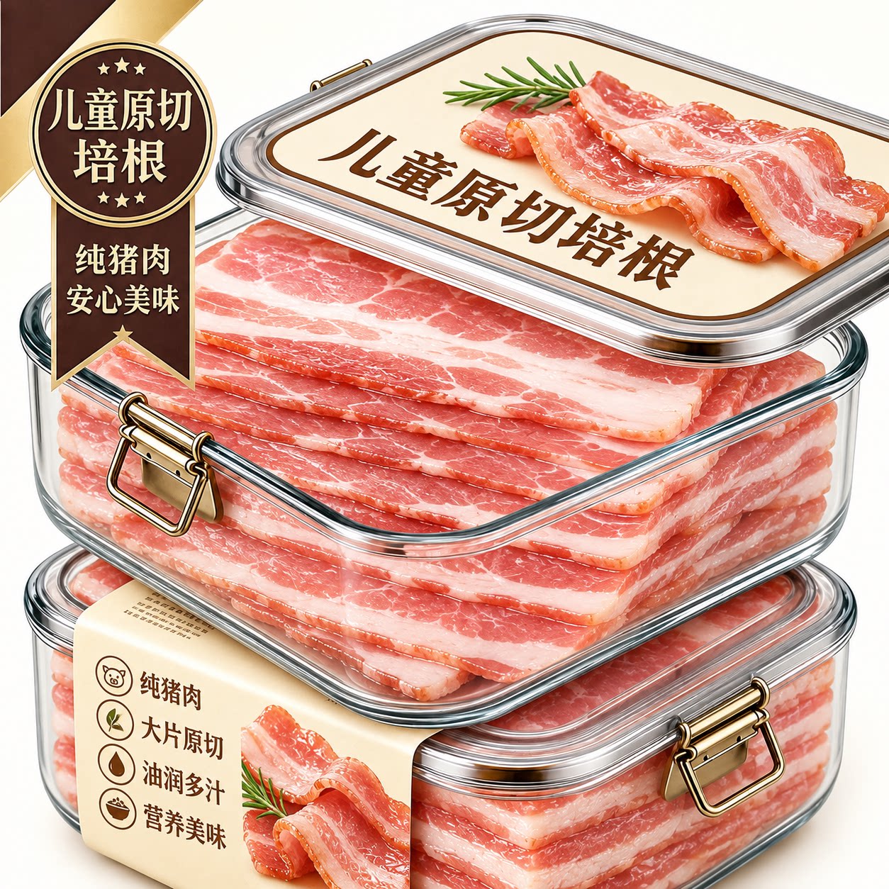 儿童培根原切官方旗舰店烟熏厚切培根三明治专用无添加营养早餐吃